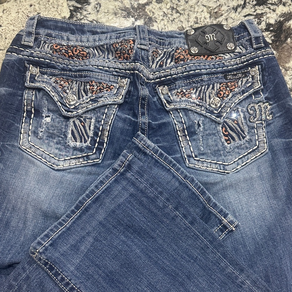 Miss Me Women's Blue Boot Cut Jeans with Embellishments